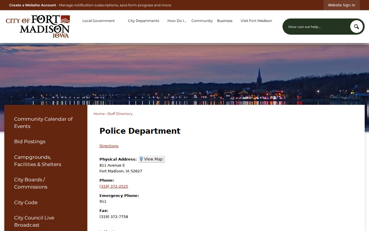 Fort Madison criminal records contact information from the police department