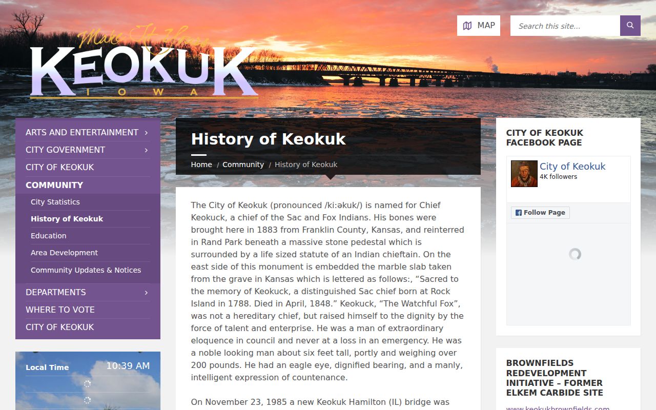 Keokuk criminal history context at the Mississippi and Des Moines river junction