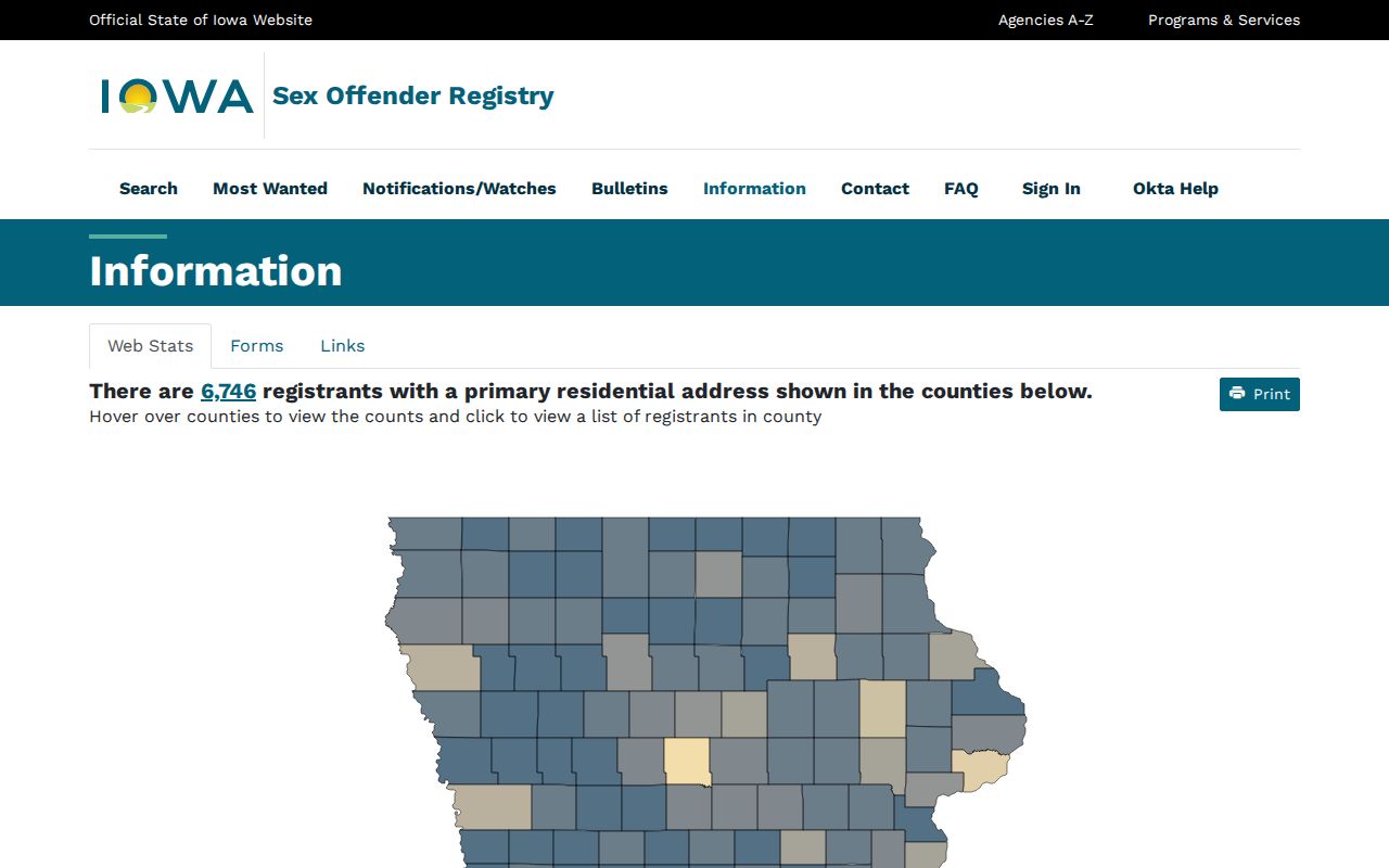 Lee County sex offender registry county statistics view